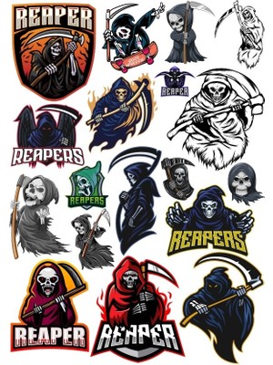 Reysa Tasarım Ölüm Meleği Sticker Set 3 15 Parça Telefon, Tablet, Defter, Laptop Sticker