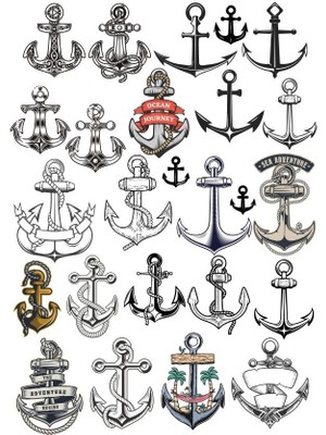 Reysa Tasarım Deniz Çapası Sticker Set 25 Parça Telefon, Tablet, Defter, Laptop Sticker