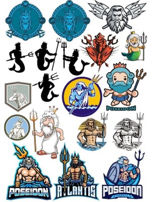 Reysa Tasarım Poseidon Sticker Set-2 15 Parça Telefon, Tablet, Defter, Laptop Sticker