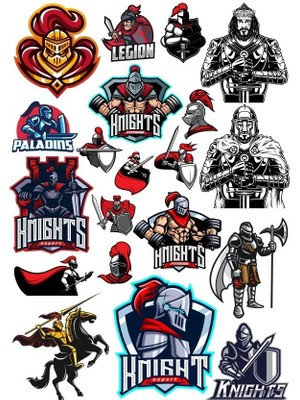 Reysa Tasarım Knight Şövalye Sticker Set-10 25 Parça Telefon, Tablet, Defter, Laptop Sticker