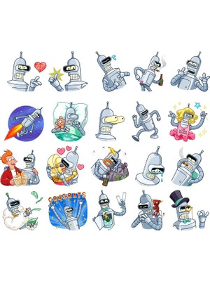 Reysa Tasarım Robotlar Sticker Set 20 Parça Telefon, Tablet, Defter, Laptop Sticker