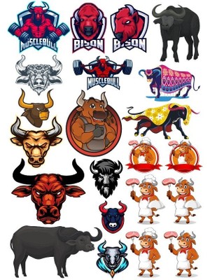 Reysa Tasarım Boğa Stciker Set-16 16 Parça Telefon, Tablet, Defter, Laptop Sticker