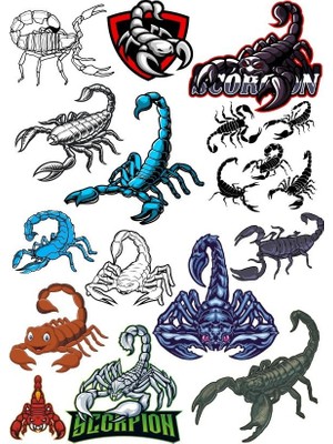 Reysa Tasarım Akrep Sticker Set 15 Parça Telefon, Tablet, Defter, Laptop Sticker