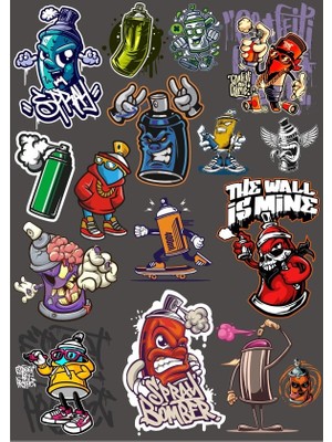 Reysa Tasarım Sprey Sticker Set 2 15 Parça Telefon, Tablet, Defter, Laptop Sticker
