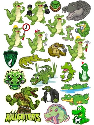 Reysa Tasarım Timsah Sticker Set 3 20 Parça Telefon, Tablet, Defter, Laptop Sticker