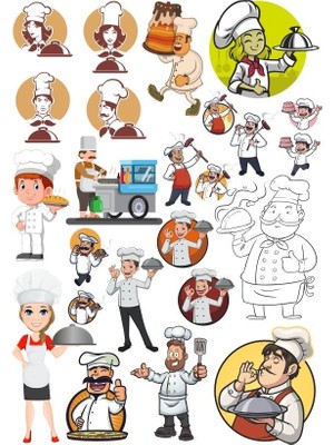 Reysa Tasarım Aşçı Chef Sticker Set-2 27 Parça Telefon, Tablet, Defter, Laptop Sticker