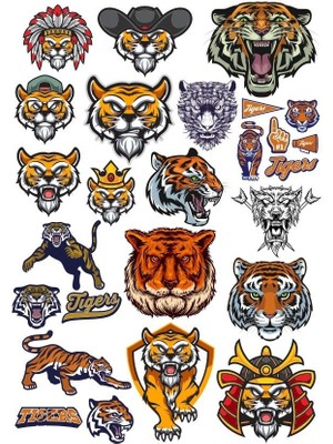 Reysa Tasarım Kaplan Sticker Set-6 19 Parça Telefon, Tablet, Defter, Laptop Sticker