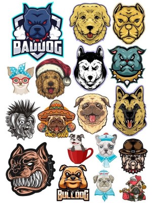 Reysa Tasarım Köpekl Bulldog Sticker Set 13 Parça Telefon, Tablet, Defter, Laptop Sticker