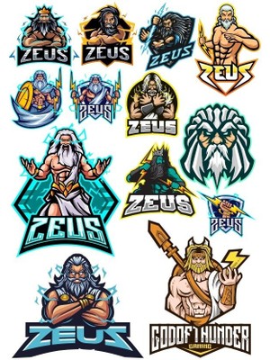 Reysa Tasarım Zeus Sticker Set-2 13 Parça Telefon, Tablet, Defter, Laptop Sticker