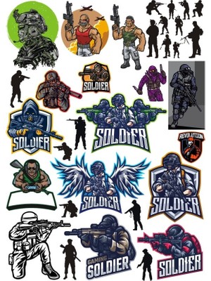 Reysa Tasarım Asker Sticker Set 6 25 Parça Telefon, Tablet, Defter, Laptop Sticker