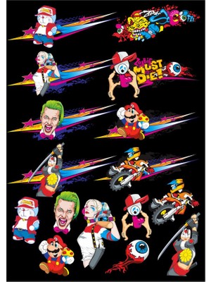 Reysa Tasarım Joker Sticker Set 2 15 Parça Telefon, Tablet, Defter, Laptop Sticker