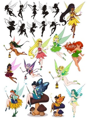 Reysa Tasarım Peri Sticker Set-3 19 Parça Telefon, Tablet, Defter, Laptop Sticker