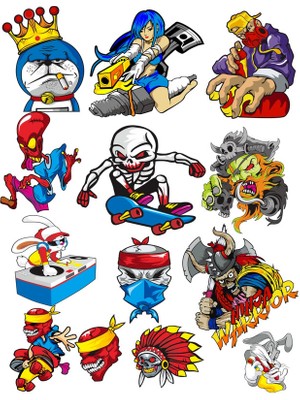 Reysa Tasarım Tavşan Sticker Set 7 15 Parça Telefon, Tablet, Defter, Laptop Sticker