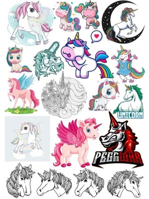 Reysa Tasarım Pegasus Sticker Set 18 Parça Telefon, Tablet, Defter, Laptop Sticker