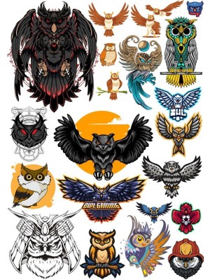 Reysa Tasarım Baykuş Sticker Set 7 18 Parça Telefon, Tablet, Defter, Laptop Sticker