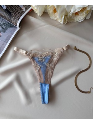 Intive Lingerie Leila Junior Mavi Bej Vintage Tanga