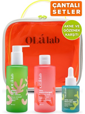Olalab Akne Ve Siyah Nokta Karşıtı Gözenek Sıkılaştırıcı Çanta Hediyeli Cilt Bakım Seti