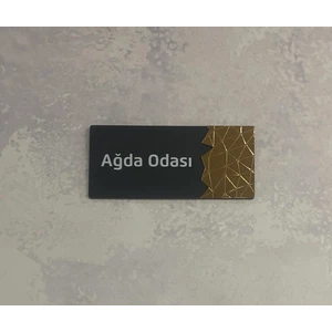 Dekoratif Aynalı (Ağda Odası )Ofis Oda Kapı İsimliği Yönlendirme Tabelası Kapı Tabelası Pleksi Gold