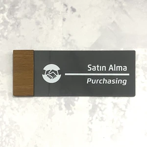 Wooden Serisi (Satın Alma) Ofis Oda Kapı İsimliği Yönlendirme Tabelası