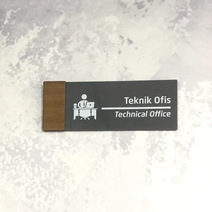 Wooden Serisi (Teknik Ofis) Ofis Oda Kapı İsimliği Yönlendirme Tabelası