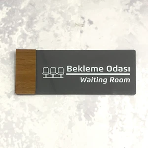 Wooden Serisi (Bekleme Odası) Ofis Oda Kapı İsimliği Yönlendirme Tabelası