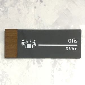 Wooden Serisi (Ofis) Ofis Oda Kapı İsimliği Yönlendirme Tabelası