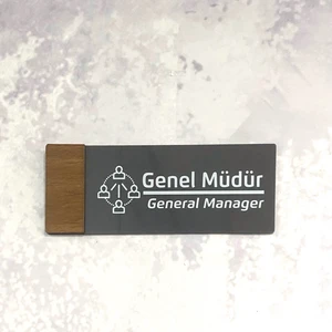 Wooden Serisi (Genel Müdür) Ofis Oda Kapı İsimliği Yönlendirme Tabelası
