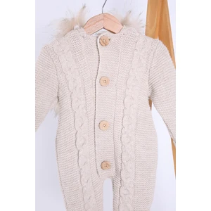 Baby Hola Babyhola Kalın Triko Içilsoft Tulum Kız Erkek Bebek Çocuk Kapüşonlu Kışlık Dış Tulum 5713
