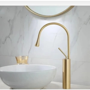 İsaoğlu Yapı Çanak Lavabo Bataryası Mat Gold Banyo Musluğu Drop Design Mat Altın Lavabo Bataryası