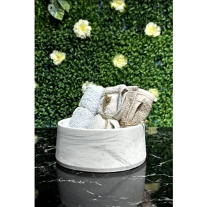 Mermer Desenli Efekt Beton Havluluk Banyo Tuvalet Wc Aksesuarları Takım