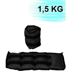 El ve Ayak Bilek Ağırlığı 2x1 ,5 kg Kum Torbası Korsesi Ağırlık Kas Güçlendirmek Pilates 1.5kg Siyah