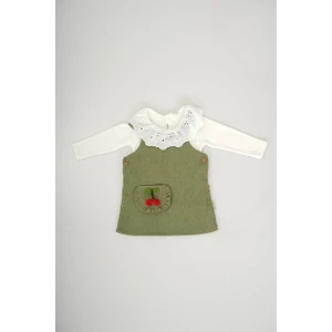 Miniko Kids Kız Bebek 2li Kiraz Desenli Uzun Kol Salopet Elbise