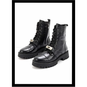 Siyah Leather Kadın Bot & Bootie K02274320303