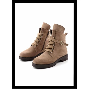 Taupe Süet Leather Kadın Bot & Bootie K02351137402