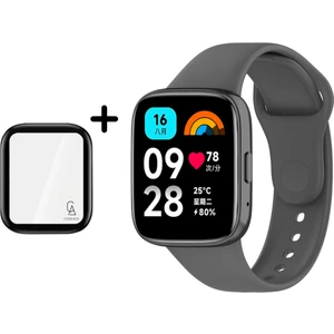 Xiaomi Redmi Watch 3 Active Uyumlu Yumuşak Silikon Kordon ve Kavisli Ekran Koruyucu Seti Gri