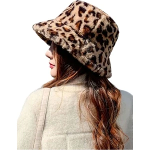 Kadın Zebra Desenli Peluş Bucket Şapka