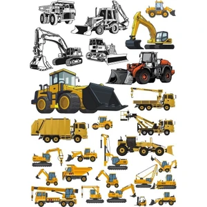 Reysa Tasarım Iş Makineleri Sticker Set-2 19 Parça Telefon, Tablet, Defter, Laptop Sticker