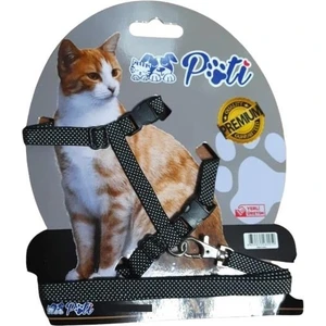 Yavru Köpek ve Kedi Gezdirme Takım Tasması (Ayarlanabilir) Siyah Beyaz Noktalı