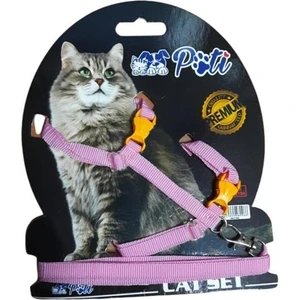Yavru Köpek ve Kedi Gezdirme Takım Tasması (Ayarlanabilir) Düz Pembe