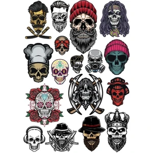 Reysa Tasarım Kuru Kafa Isklet Sticker Set-11 21 Parça Telefon, Tablet, Defter, Laptop Sticker