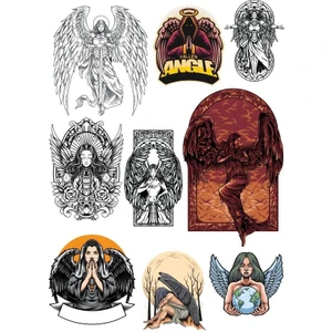 Reysa Tasarım Düşmüş Melek Sticker Set 9 Parça Telefon, Tablet, Defter, Laptop Sticker