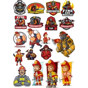 Reysa Tasarım Itfaiyeci Sticker Set 3 20 Parça Telefon, Tablet, Defter, Laptop Sticker