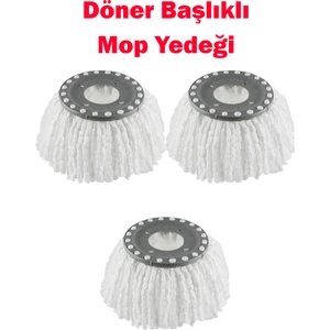 Sihirli Mop Döner Başlıklı Mop Yedeği Yedek Paspas 3 Adet