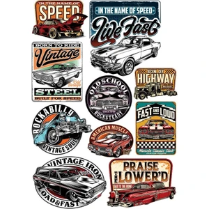 Reysa Tasarım Retro Arabalar Sticker 1 10 Parça Telefon, Tablet, Defter, Laptop Sticker