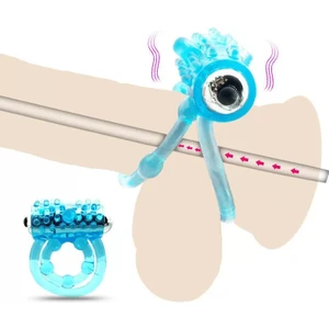 Love Glow Duo Titreşimli Klitoris Uyarıcı Testis ve Penis Halkası - Mavi