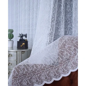 Nish Perde Lüks Örme Tül Perde Pati Desen Düz Dikim  1/2 Seyrek Pile