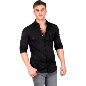 Likralı İnce Fitilli Çıtçıtlı Çift Cepli Kot Gömlek 2300421