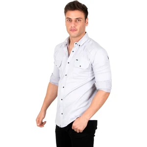 Likralı İnce Fitilli Çıtçıtlı Çift Cepli Kot Gömlek 2300421