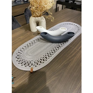 Mavaux Doğal Hasır ve Desenli Runner 30X80