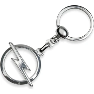 Logolu Uzun Gümüş Metal Anahtarlık